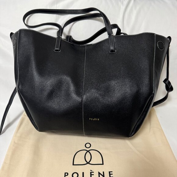 polene Cyme Edition Textured Black with Ecru Stitching - Picture 1 of 8